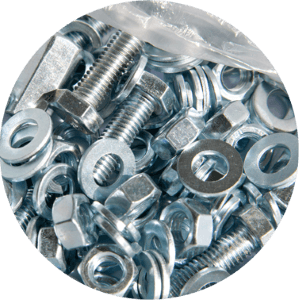 Mix of screws and nuts of various sizes
